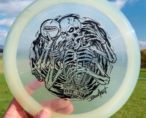 Artwork by Brian Allen printed on Innova Disc Golf Discs