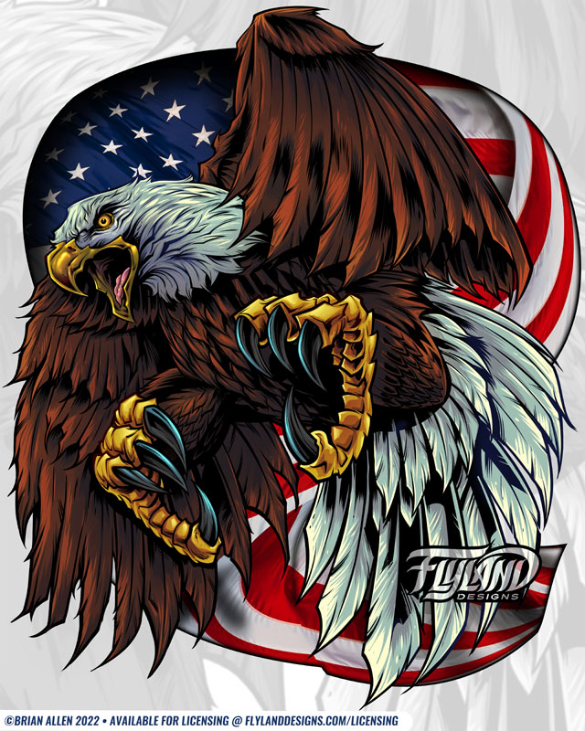 Eagle with Talons and Flag Artwo