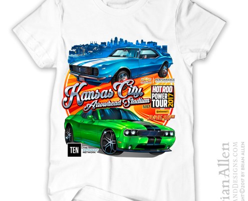 Hot rod muscle cars racing throu